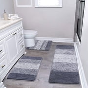 Bathroom Rugs, Yamaziot Bath Mat Set of 3, Absorbent Microfiber Bath Doormat, Non-Slip Shaggy Ultra Soft Bathroom Runner