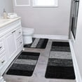 thumbnail image 1 of Bathroom Rugs, Yamaziot Bath Mat Set of 3, Absorbent Microfiber Bath Rug, Non-Slip Shaggy Ultra Soft Bathroom Mat with U Shaped Contour Toilet Mat for Tub Front, Shower Floor, Black, 1 of 8