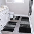 thumbnail image 1 of Bathroom Rugs, Yamaziot Bath Mat Set of 3, Absorbent Microfiber Bath Rug, Non-Slip Shaggy Ultra Soft Bathroom Mat with U Shaped Contour Toilet Mat for Tub Front, Shower Floor, Black, 1 of 8