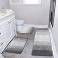 thumbnail image 1 of Bathroom Rugs, Yamaziot Bath Mat Set of 3, Absorbent Microfiber Non Slip Shaggy Ultra Soft Bathroom Runner with U Shaped Contour Toilet Mat for Tub Front, Shower Inside Floor, 1 of 8