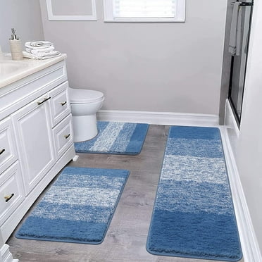 Bathroom Rugs, Yamaziot Bath Mat Set of 3, Absorbent Microfiber Non Slip Shaggy Ultra Soft Bathroom Runner with U Shaped Contour Toilet Mat for Tub Front, Shower Inside Floor
