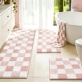 thumbnail image 1 of Bathroom Rugs, Yamaziot Checkered Bath Rugs Set 3, Non Slip Absorbent Bathroom Runner with Toilet Cover Mat, Washable Extra Soft Microfiber Floor Carpet, 1 of 8