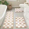 thumbnail image 1 of Bathroom Rugs, Yamaziot Checkered Bath Rugs Set 3, Non Slip Absorbent Bathroom Runner with Toilet Cover Mat, Washable Extra Soft Microfiber Floor Carpet, 1 of 7