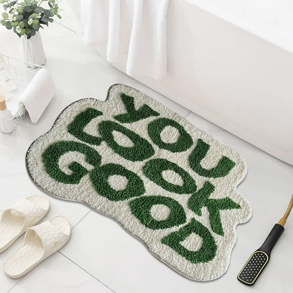 Bathroom Rugs, You Look Good Bath Mat Funny Cute Bathroom Decor 3D Stereo Rug Non-Slip Microfiber Absorbent Shower Rug, 31X25 inch
