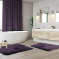 thumbnail image 1 of Bathroom Rugs and Mats Sets, 2 PCS Non-Slip Fluffy Soft Bath Mat, Machine Washable Super Absorbent Shower Rugs for Bathroom, Purple, 1 of 6