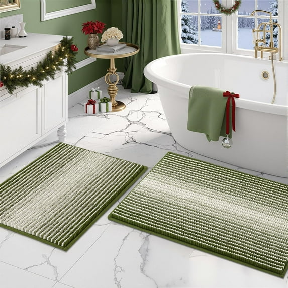 Bathroom Rugs and Mats Sets, Thick Absorbent Chenille Non Slip, Soft Shaggy Floor Mats, Machine Washable