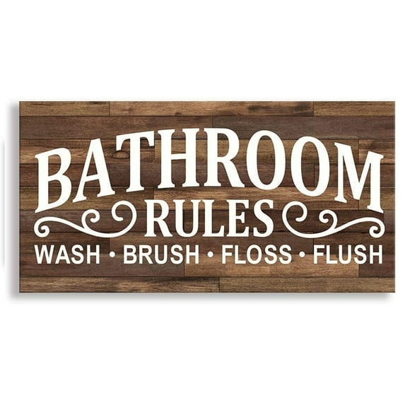 Bathroom Rules Farmhouse Style Decorative Wall Sign Wood Wall Plaque Home Decor