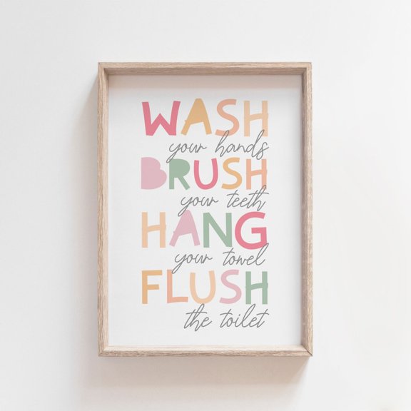 Bathroom Rules Home Decor Print for Bathroom Room Decor Theme
