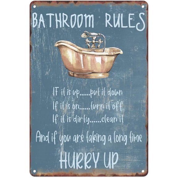 Bathroom Rules Retro Rustic Metal Sign Warning Tin Sign For Home Toilet Bathroom Restroom Door Bar Hotel Club Guest Wall Decor Vintage Style Art Painting 12 X 8 Inch