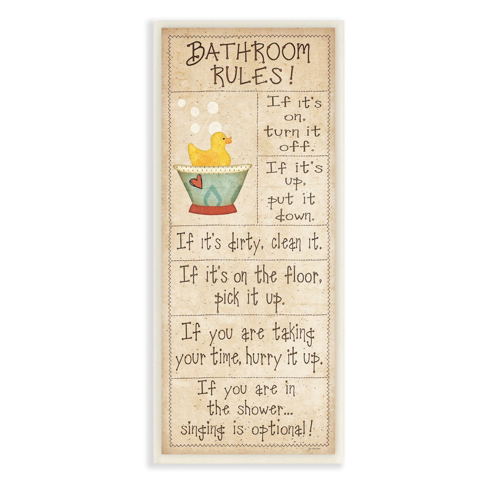 Bathroom Rules Rubber Ducky Tall Bathroom Wall Plaque