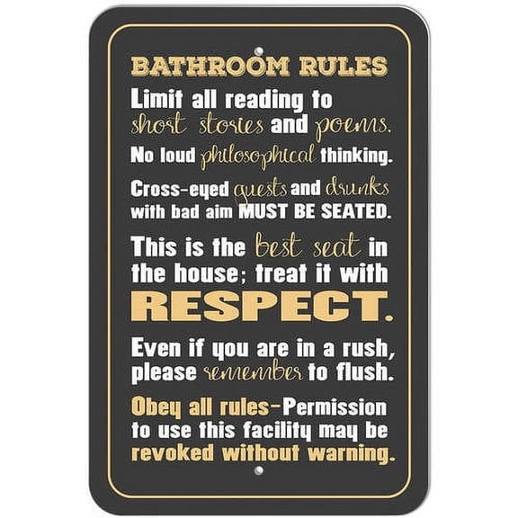Bathroom Rules Silly Sign