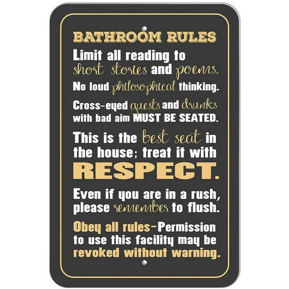 Bathroom Rules Silly Sign