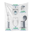 thumbnail image 1 of Bathroom Rules Soft Flannel Fleece Throw Blanket, Paper Roll Trash Bin Brush for Please Keep Clean, Cozy Plush for Indoor and Outdoor Use, 50" x 70", Sea Green Sea Blue, by Ambesonne, 1 of 5