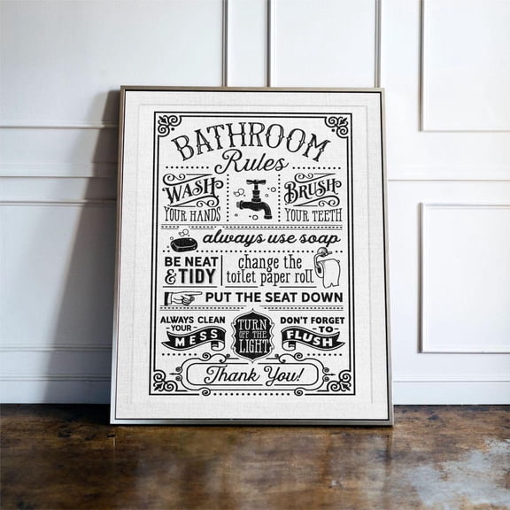 Bathroom Rules Typography Wall Art Print