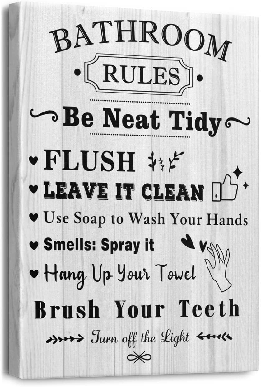 bathroom-rules-wall-art-canvas-print-wall-decor-framed-ready-to-hang-for-bathroom-toilet-rules-sign-12-x-16-walmart-com for Free Printable Printable Bathroom Wall Art Bathroom Rules Wall Art Canvas Print Wall Decor Framed Ready to Hang for Bathroom Toilet Rules Sign 12