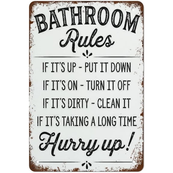 Bathroom Rules Wall Art Template Bathroom Rules Sign Bathroom Rules Wall Decor Best Vintage Fun Home Decor Tin Signs, Vintage Metal Signs, Perfect For Bar Posters 12 x 8 Inch