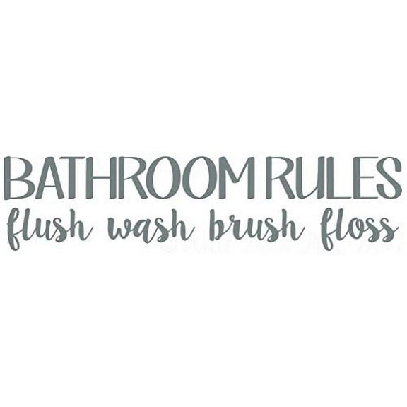 Bathroom Rules Wall Decals Sticker Vinyl Lettering Home Décor 23x6-Inch Storm Gray