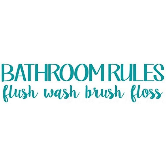 Bathroom Rules Wall Decals Sticker Vinyl Lettering Home Décor 23x6-Inch Teal