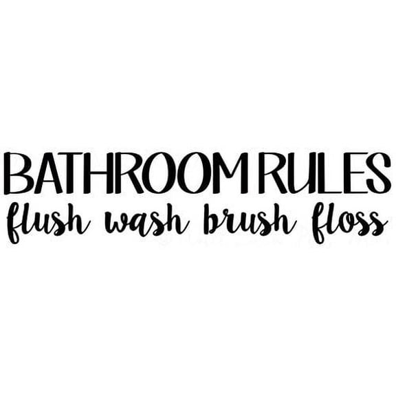 Bathroom Rules Wall Decals Sticker Vinyl Lettering Home Décor 36x10-Inch Black