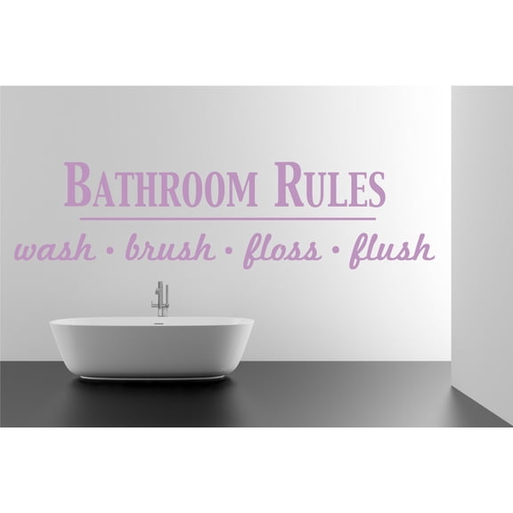 Bathroom Rules Wash Brush Floss Flush Quote Saying Wall Decal Sticker