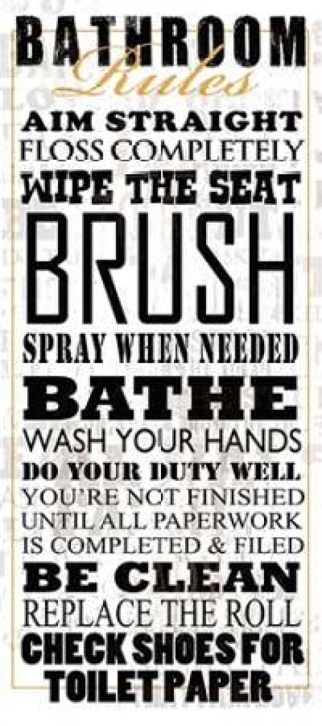 Bathroom Rules - White Canvas Art - Jim Baldwin (24 x 48)