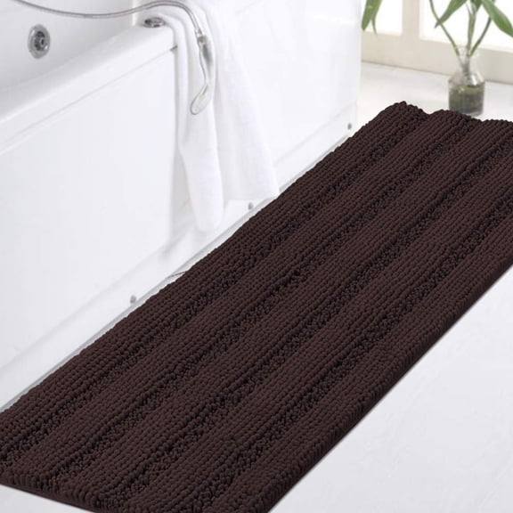 Bathroom Runner Extra Long Bathroom Rug Blue Chenille Bath Rug Non Slip Shaggy Bath Mat Shag Shower Mat, Soft and Cozy, Super Absorbent Water, Washable Rug, 47 x 17 inches, Stone Blue