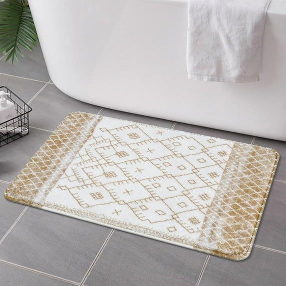 Bathroom Runner Rug 18x47 inch Long Boho Bath Mat Non-Slip Moroccan Farmhouse Gray Bath Rug Soft Velvet Machine Washable Bathroom Mats for Tub Sink Shower