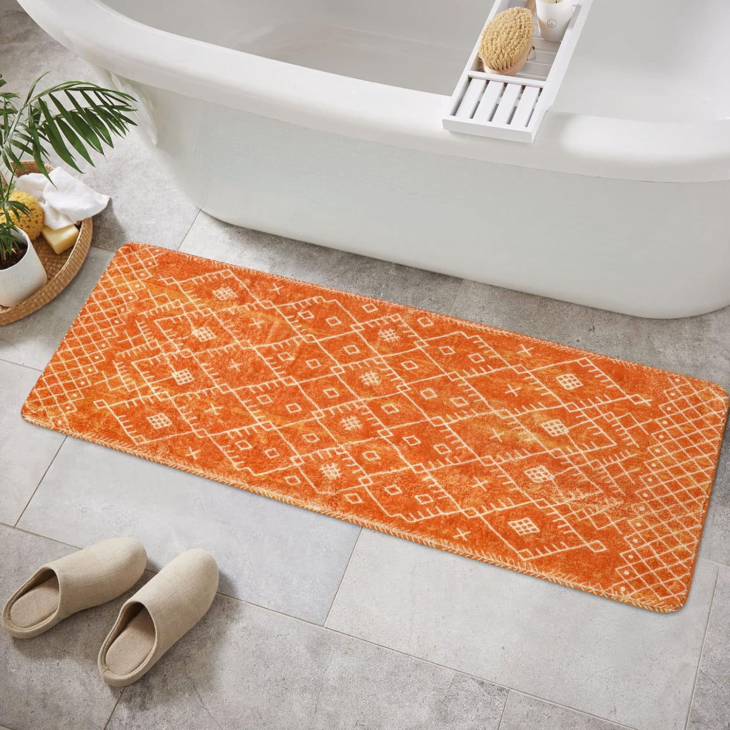 Bathroom Runner Rug 18x47 inch Long Boho Bath Mat Non-Slip Moroccan ...