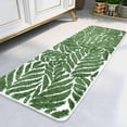 thumbnail image 1 of Bathroom Runner Rug - 4ft Long Bathroom Rug Green Long Bath Mat Leaf Bedroom Decor 47 Inches Rugs Water Absorbent Bath Rugs for Bathtub Leaves 18" x 47", 1 of 9
