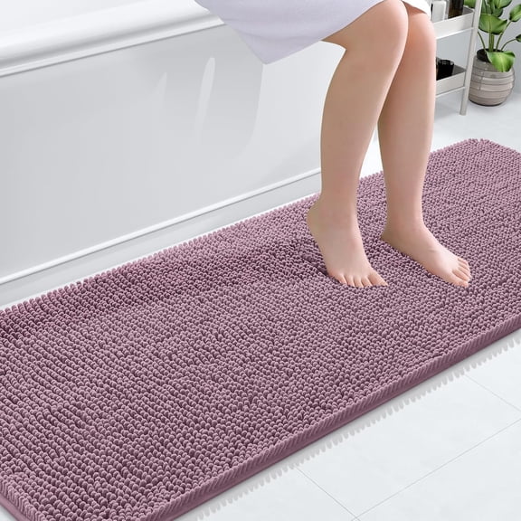 Bathroom Runner Rug 70" X 24" Extra Soft Absorbent Chenille in Deep Plum
