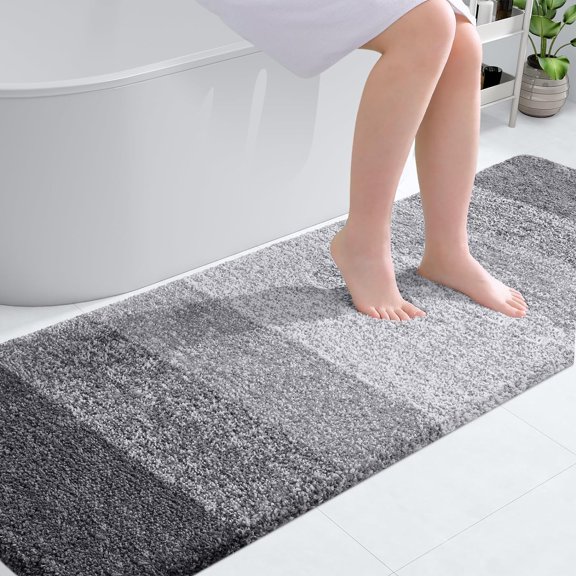 Bathroom Runner Rug 70" X 24" Extra Soft Absorbent Microfiber with Rubber Backing Quick Dry Washable Grey