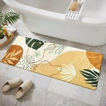 Bathroom Runner Rug Green Botanical Long Bath Mat Non-Slip Modern Boho Bath Rug Soft Velvet Machine Washable Floor Mats Aesthetic Design for Bathroom Tub Shower,20''''x59''''