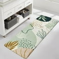 Bathroom Runner Rug Green Botanical Long Bath Mat NonSlip Modern Boho Bath Rug Soft Velvet