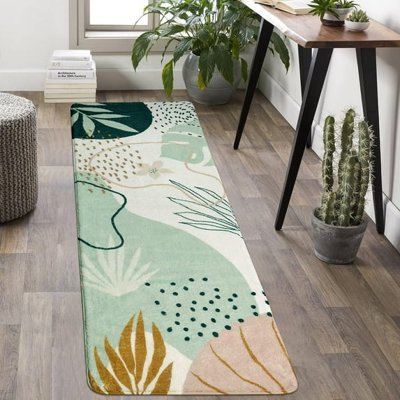 Bathroom Runner Rug Modern Abstract Long Bath Mat Non-Slip Cute Colorful Bath Rugs Soft Velvet Machine Washable Floor Mats Aesthetic Design for Bath Tub Shower Sink, 20x59 inch