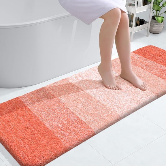 Bathroom Runner Rugs Mat 59x20, Extra Soft Absorbent Microfiber Bath Rugs, Rubber Backing, Quick Dry, Washable Long Bath Mats for Bathroom Floor, Tub and Shower, Home Decor Accessories, Coral