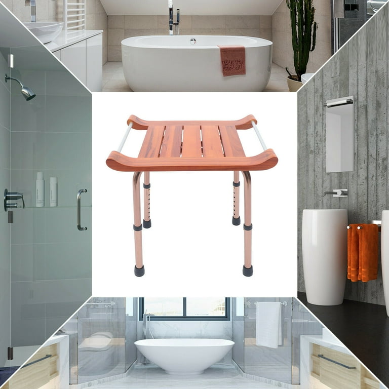 Bathroom SPA Sit Seat Chair 20 Teak Shower Stool Non Slip Portable Adjustable Teak Shower Stool Bathroom Bench Furniture SPA Seat Height Adjustable