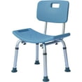 thumbnail image 1 of Bathroom Safety Shower Tub Aluminium Alloy Bath Chair Seat Bench with Removable Back Blue, 1 of 12