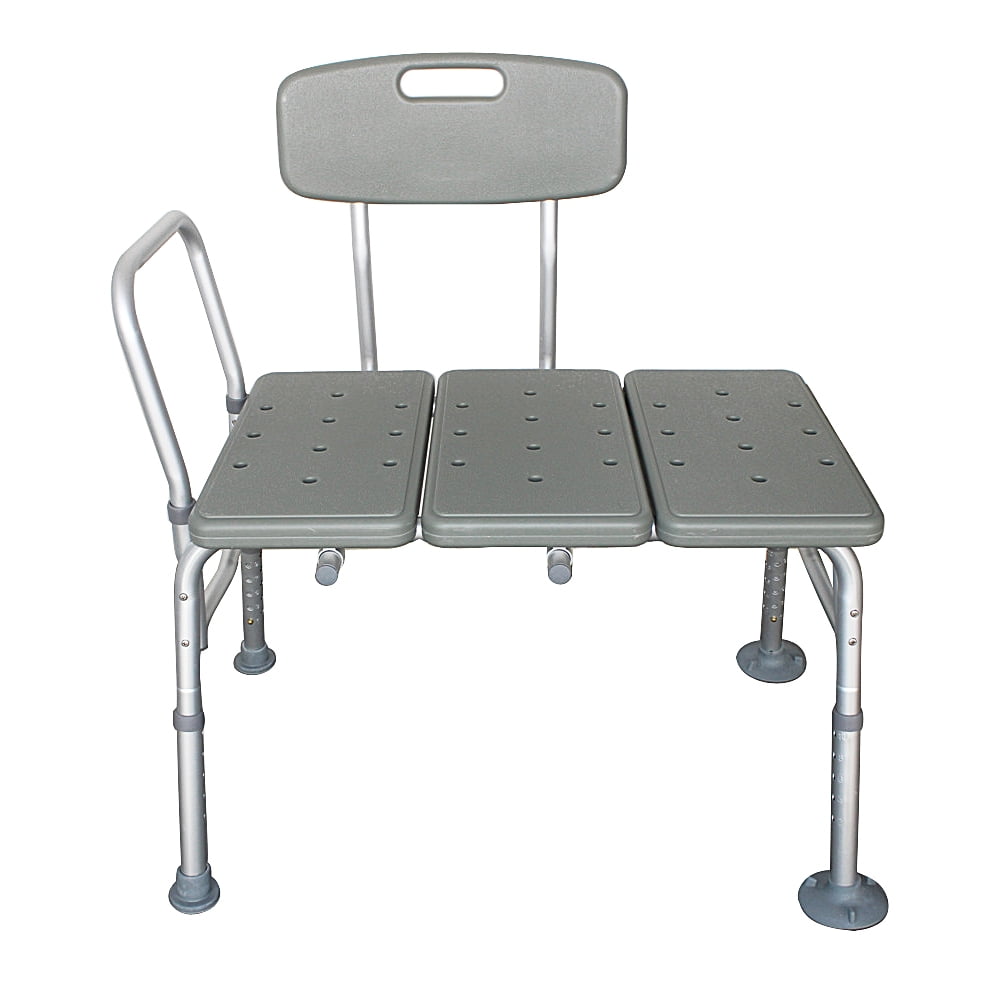 Bathroom Safety Shower Tub Aluminium Alloy Bath Chair Transfer Bench with Back & Handle Gray