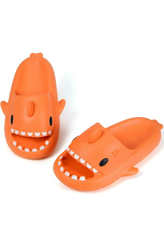 Bathroom Sandals Cute Shark Slippers for Women Men, Shower Slides Casual Beach Shoes Anti-Slip Novelty Open Toe Lightweight Sole Sandals