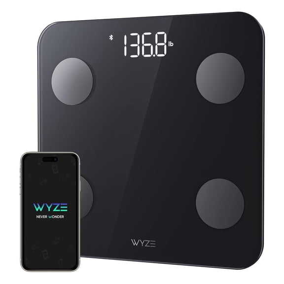 Bathroom Scale, Digital, for Body Fat, Muscle, Heart Rate, Body Composition Analyzer, Includes, Batteries Included, Bluetooth, 400 lbs, Black