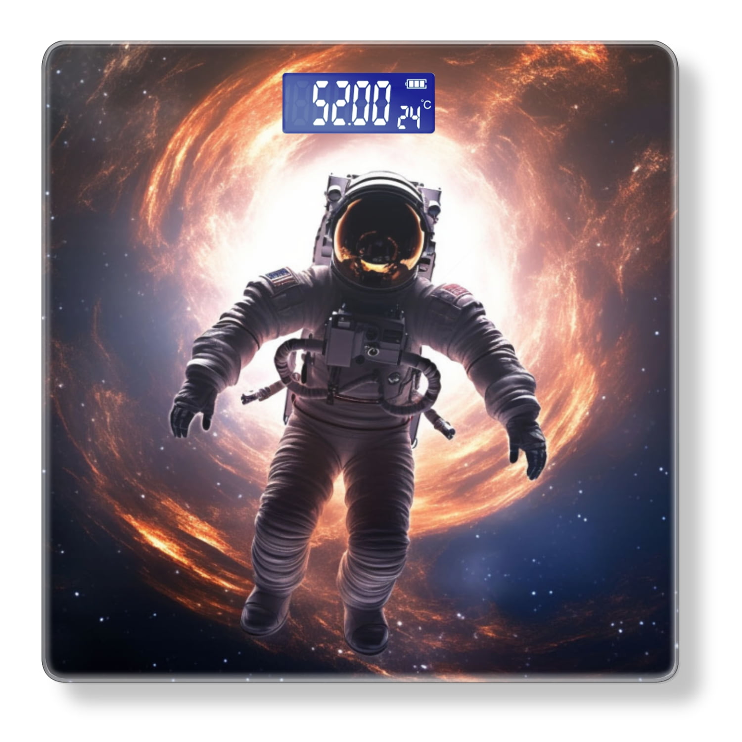 Bathroom Scale, Highly Accurate Digital Body Scale,Precisely Measures Weight up to 400 lbs-Astronaut Floating In Space Surrounded By Swirling Galaxies