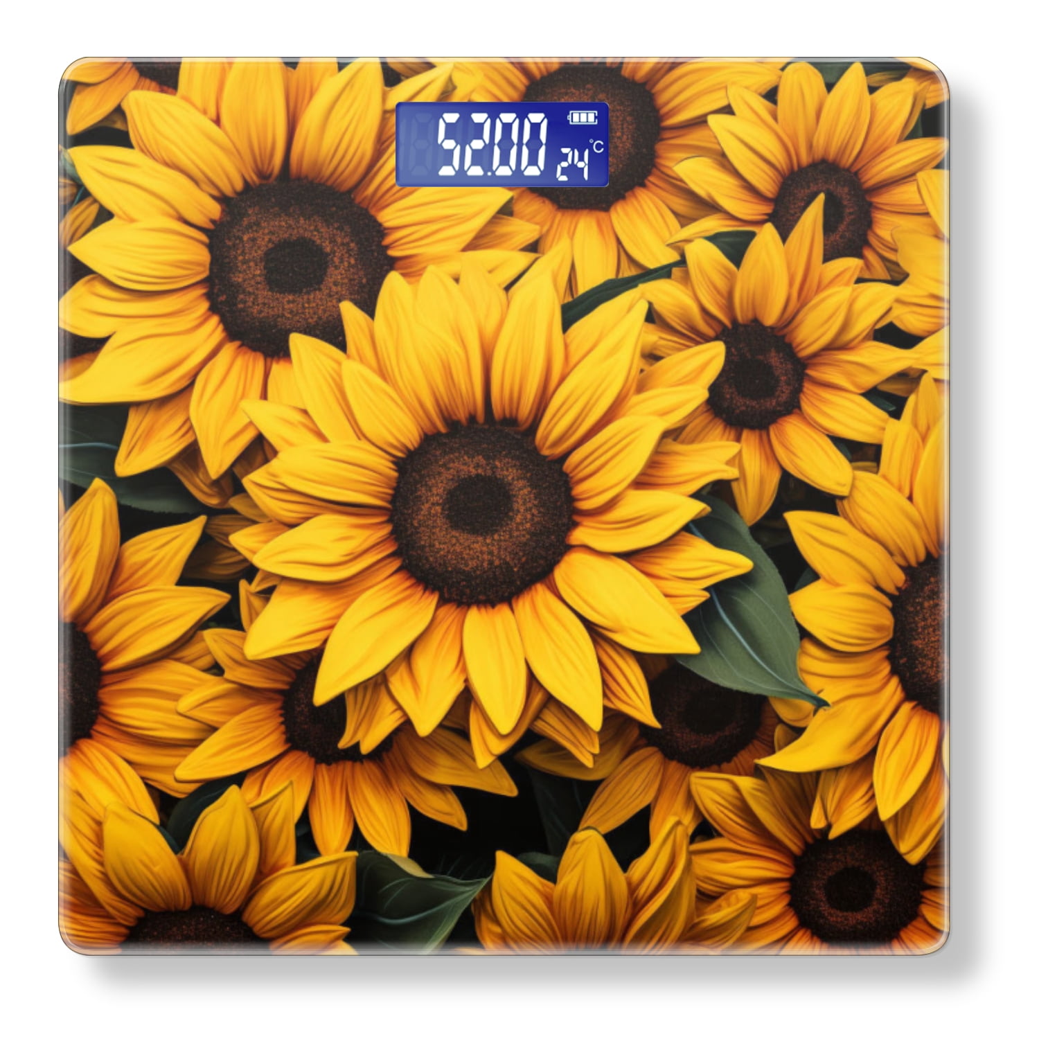 Bathroom Scale, Highly Accurate Digital Body Scale,Precisely Measures Weight up to 400 lbs-Bunch Of Sunflowers With Yellow Petals And Dark Green Leaves
