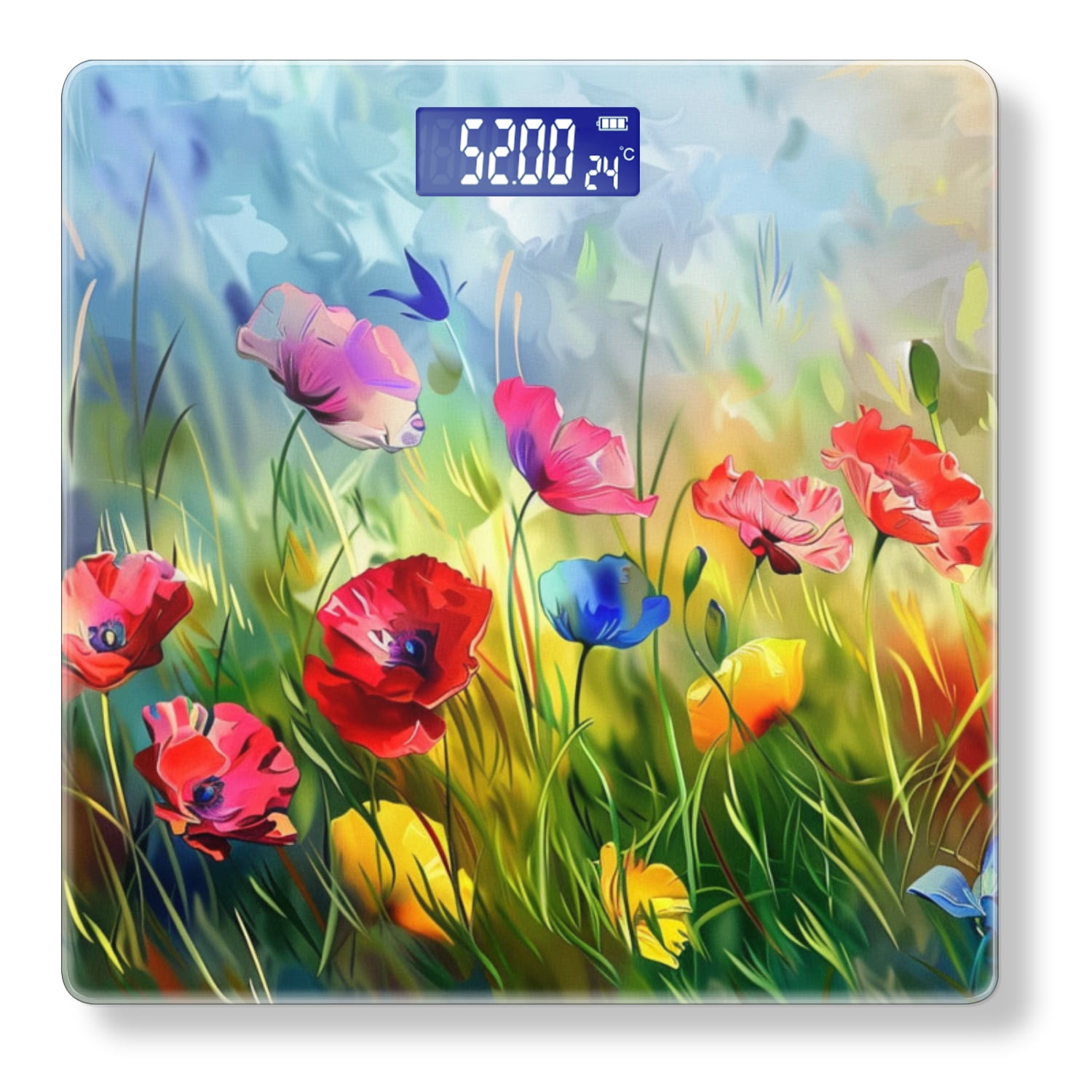 Bathroom Scale, Highly Accurate Digital Body Scale,Precisely Measures Weight up to 400 lbs-Colorful Wildflowers In The Meadow In The Style Of Digital Art