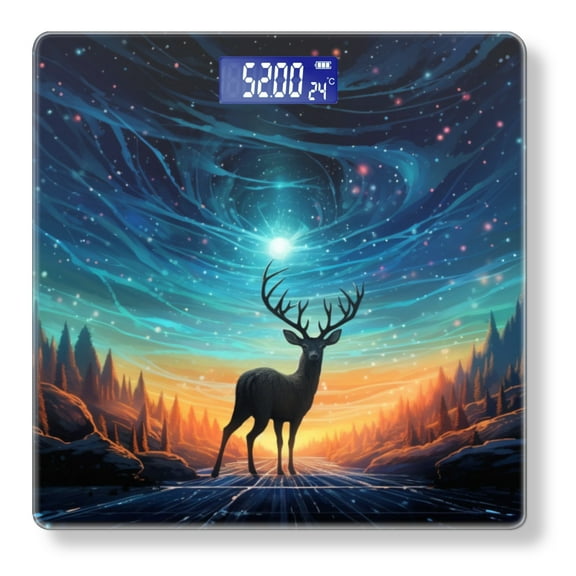 Bathroom Scale, Highly Accurate Digital Body Scale,Precisely Measures Weight up to 400 lbs-Deer Stands On The Road And Looking At The Stars In The Sky