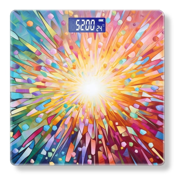 Bathroom Scale, Highly Accurate Digital Body Scale,Precisely Measures Weight up to 400 lbs-Light Radiating From The Center And Spreading Out In All Directions
