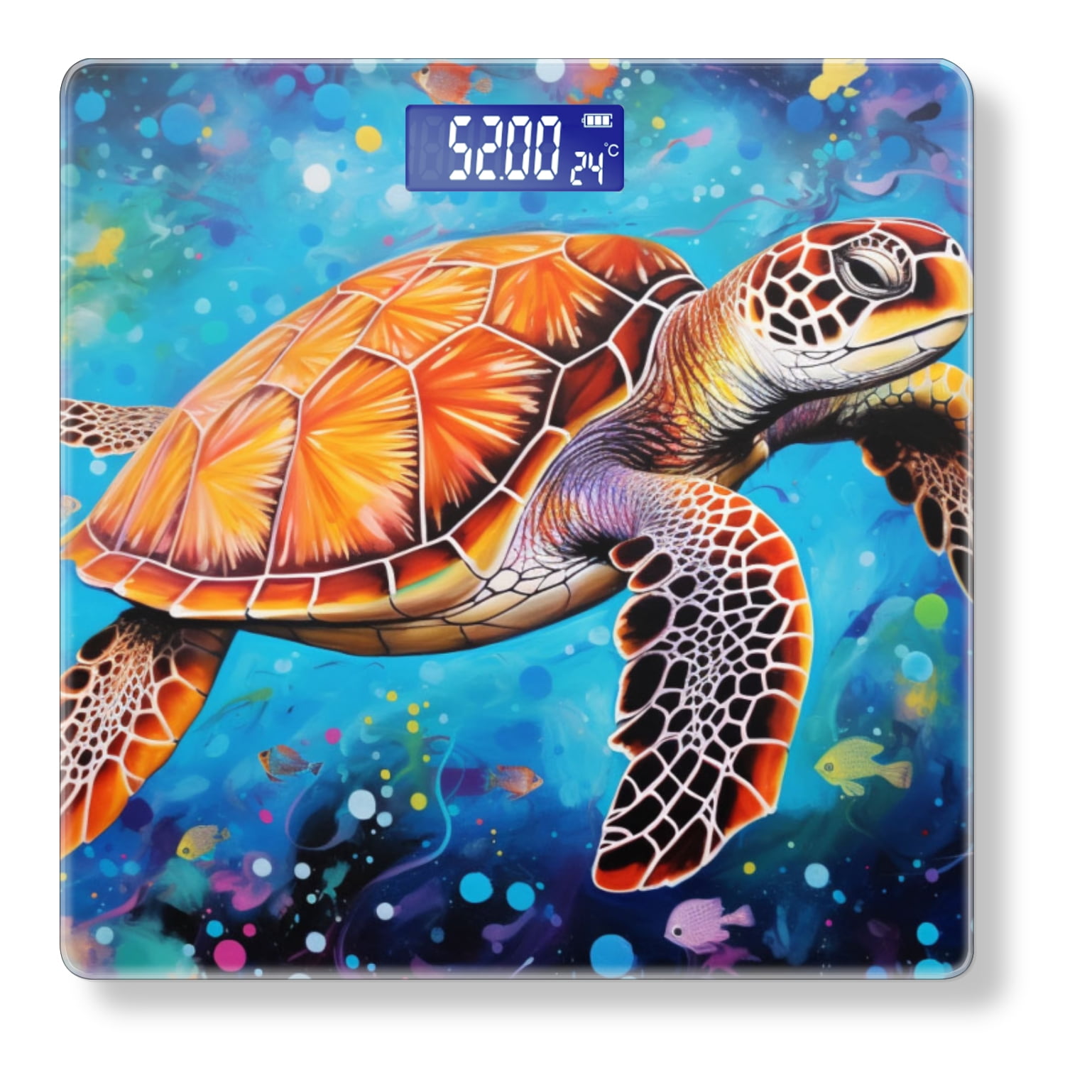 Bathroom Scale, Highly Accurate Digital Body Scale,Precisely Measures Weight up to 400 lbs-Orange Sea Turtle Swimming Gracefully In The Deep Blue Ocean