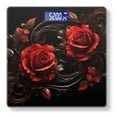 thumbnail image 1 of Bathroom Scale, Highly Accurate Digital Body Scale,Precisely Measures Weight up to 400 lbs-Render Of Red Roses With Swirls And Leaves On Black Background, 1 of 4