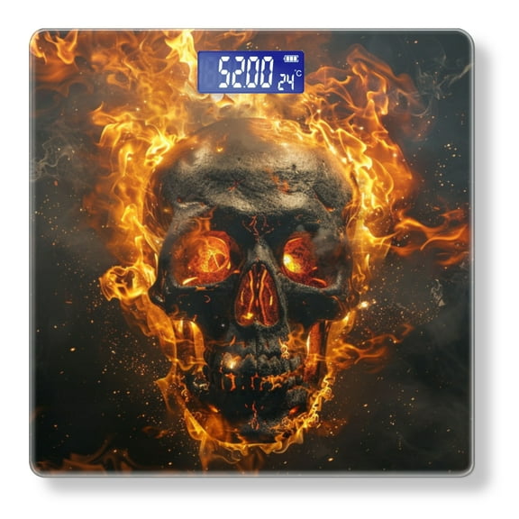 Bathroom Scale, Highly Accurate Digital Body Scale,Precisely Measures Weight up to 400 lbs-Skull Engulfed In Flames Creating Intense And Mysterious Effect