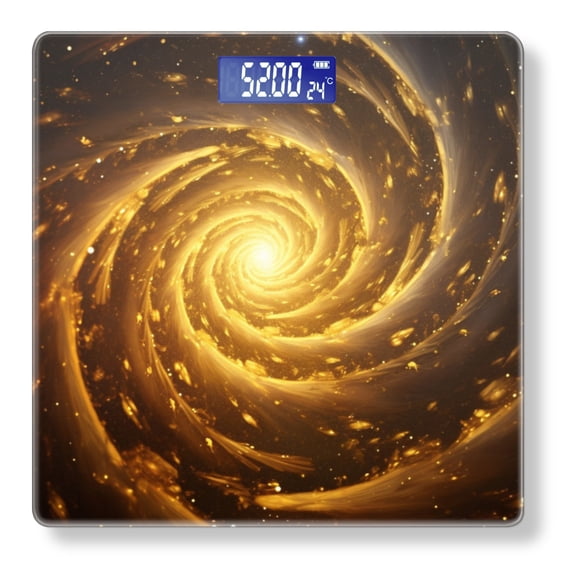 Bathroom Scale, Highly Accurate Digital Body Scale,Precisely Measures Weight up to 400 lbs-Spiral Galaxy With Golden Light Set Against The Backdrop Of Space