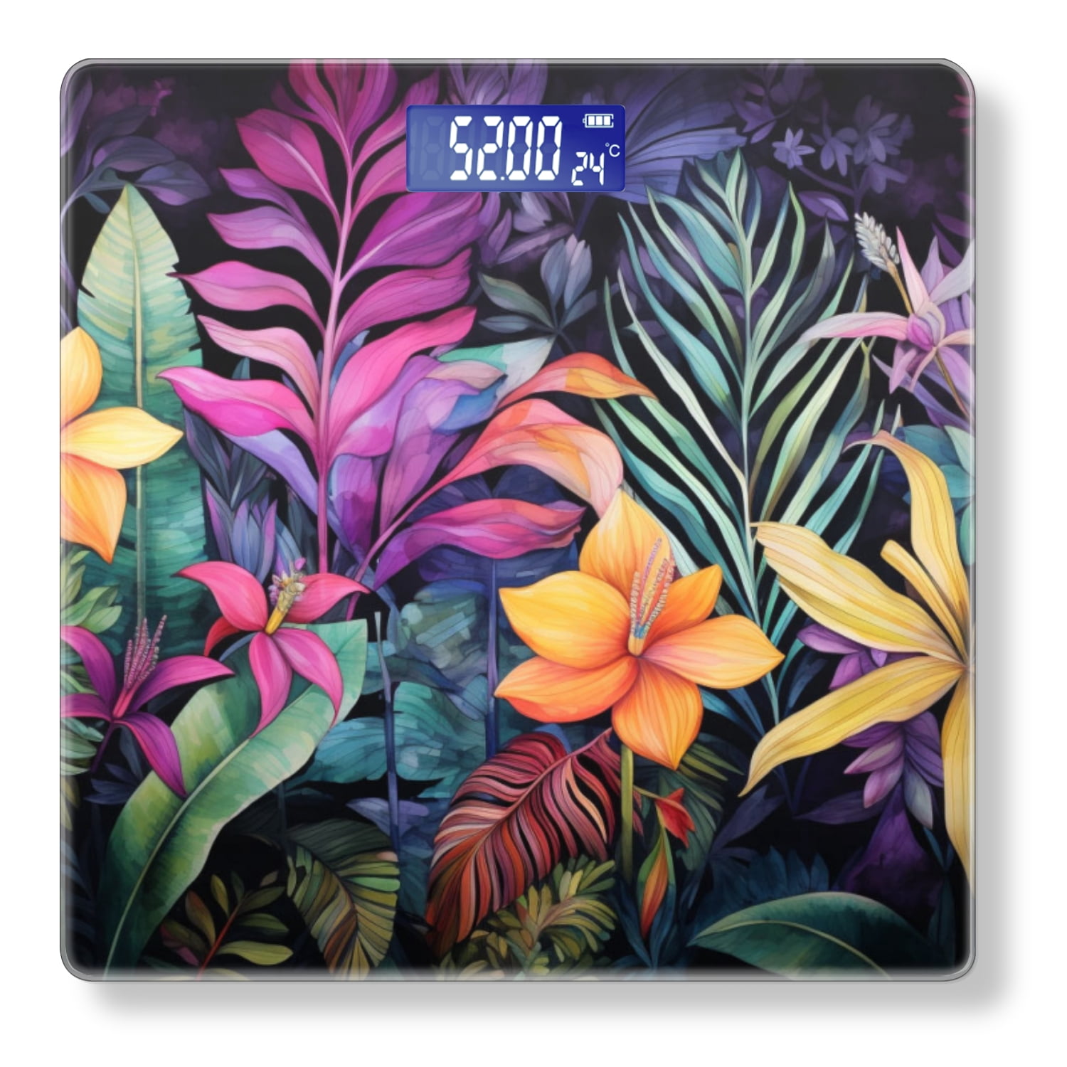 Bathroom Scale, Highly Accurate Digital Body Scale,Precisely Measures Weight up to 400 lbs-Tropical Jungle Scene With Colorful Flowers And Lush Foliage
